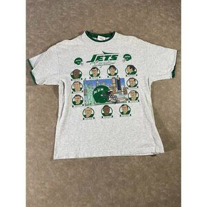 Vintage 90s NFL Men's New York Jets Legend Players Graphic Shirt Gray Large